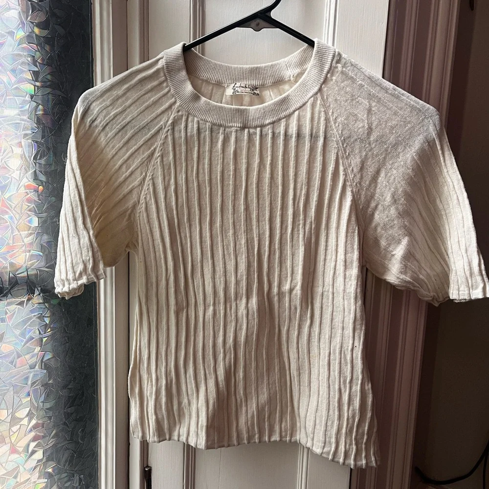 Cream Ribbed Knit Top FP - Picture 2 of 3